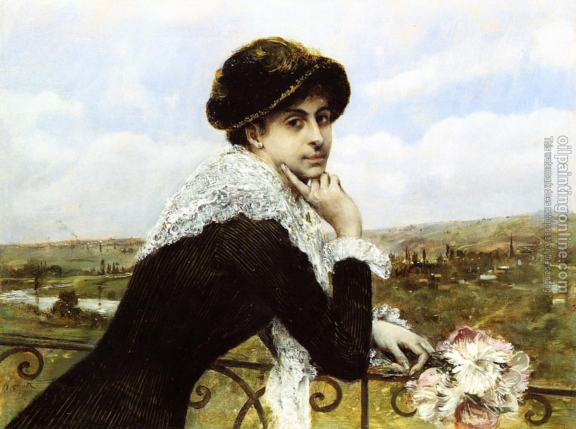 Goeneutte, Norbert - Woman on a Balcony